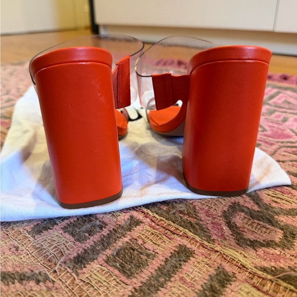 Schutz “Victorie” High Block Heel Mule Sandals – Orange – Size 7.5 - Picture 4 of 9